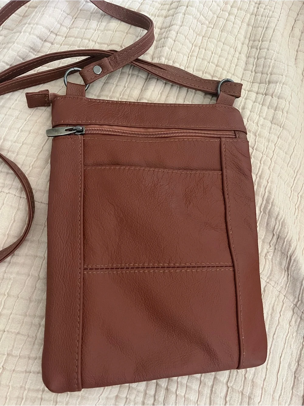 Crossbody Bag in mocha- Slim Travel Pouch
